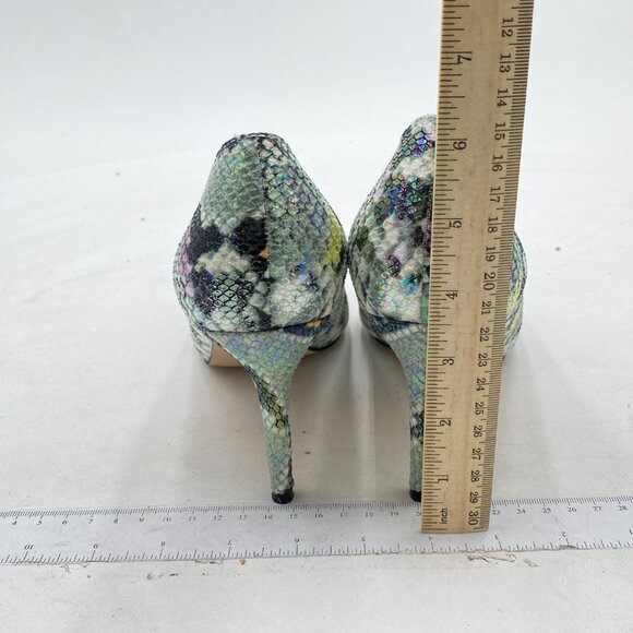 YDN Snakeskin Green High Heels Pumps Slip on Stiletto Animal Printing Shoes - Picture 5 of 8